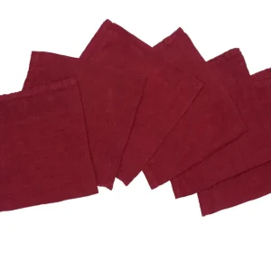Set di 6 tovaglioli da tavola 45 X 45 CM 100% puro lino lavato delavè stone washed morbido resistente elegante made italy...