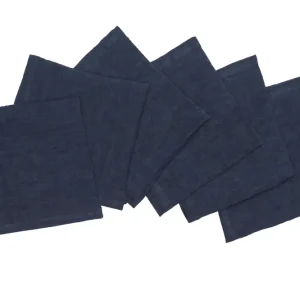 Set di 6 tovaglioli da tavola 45 X 45 CM 100% puro lino lavato delavè stone washed morbido resistente elegante made italy...