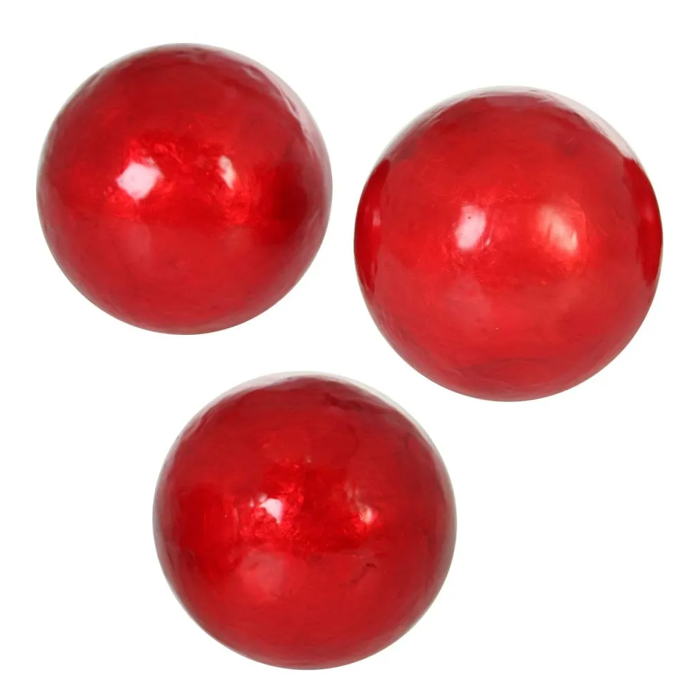Sfere decorative per centrotavola set 3 pezzi colore rosso