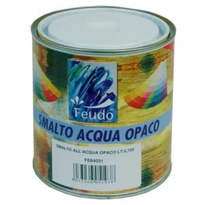 Smalto All'Acqua Opaco Barattolo (Wasser Lack Lux)- - Ml.750 Bianco Opaco - 6 Pezzi Feudo