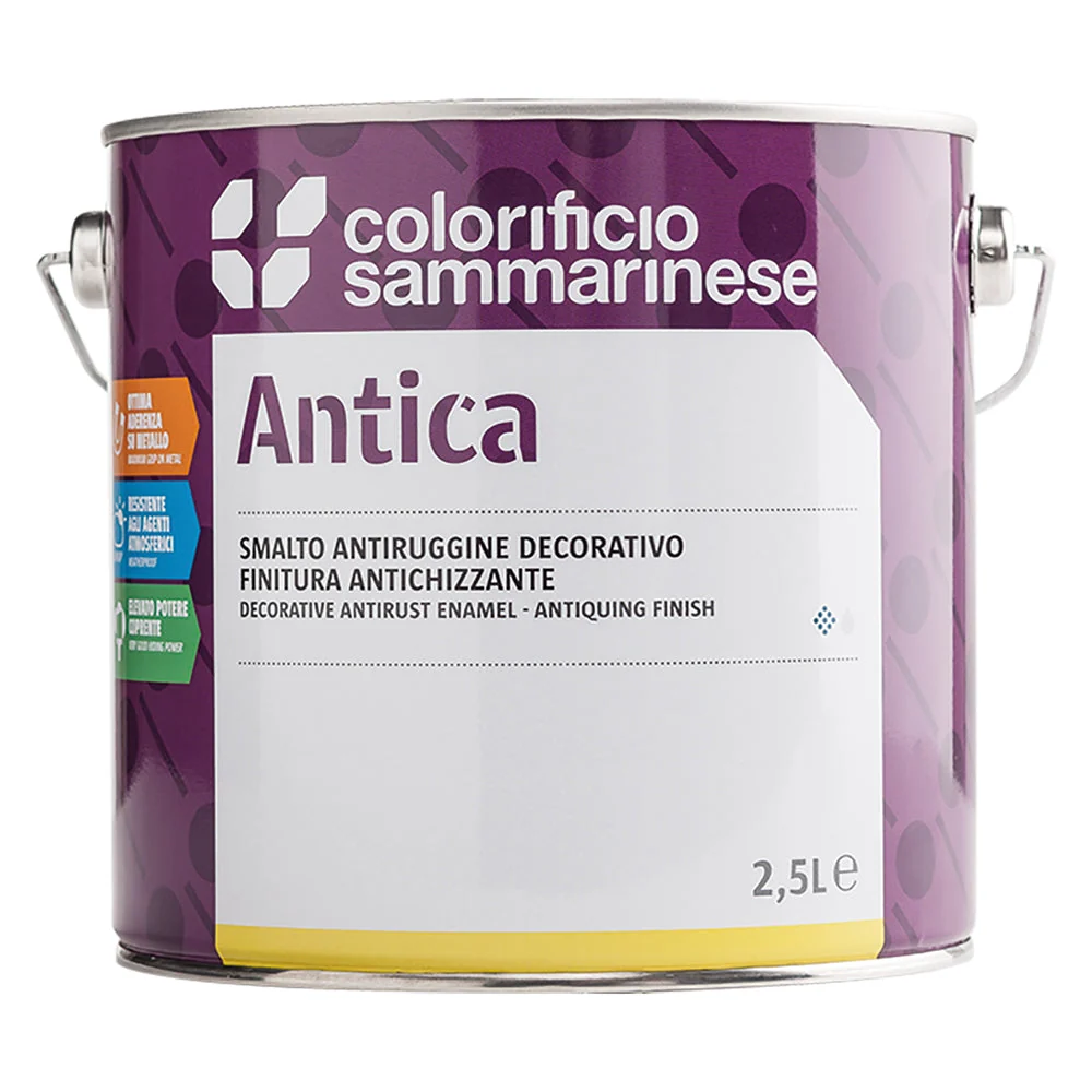 Smalto Antiruggine 'Antica' Lt. 0,750 Grana Fine - Grafite- 6 Pezzi - Colorificio Sammarinese
