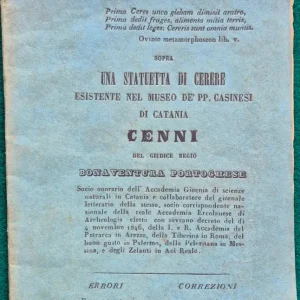 Sopra una statuetta di Cerere esistente nel museo de' PP. Casinesi di Catania