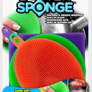 3 Spugne Presine Multiuso Con Setole Morbide Sgrassa Stoviglie Elimina Batteri
