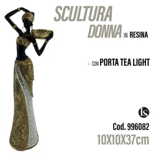 Sta Statua porta candela 10x10x37cm
