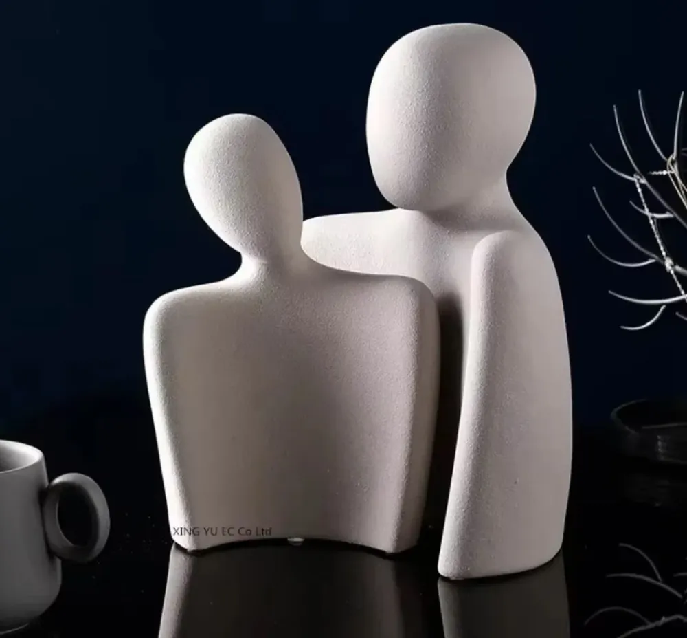 Statua astratta di coppia ceramica 25 cm