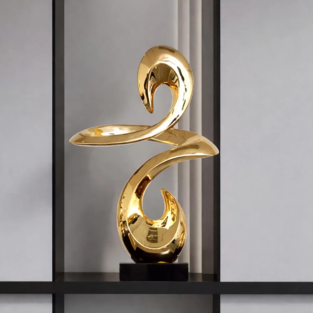 Statua astratta resina dorata – Scultura decorativa 49 cm