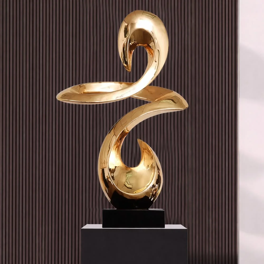 Statua astratta resina dorata – Scultura decorativa 49 cm