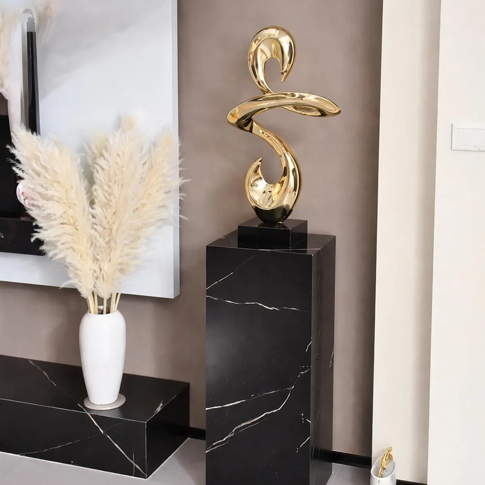Statua astratta resina dorata – Scultura decorativa 49 cm