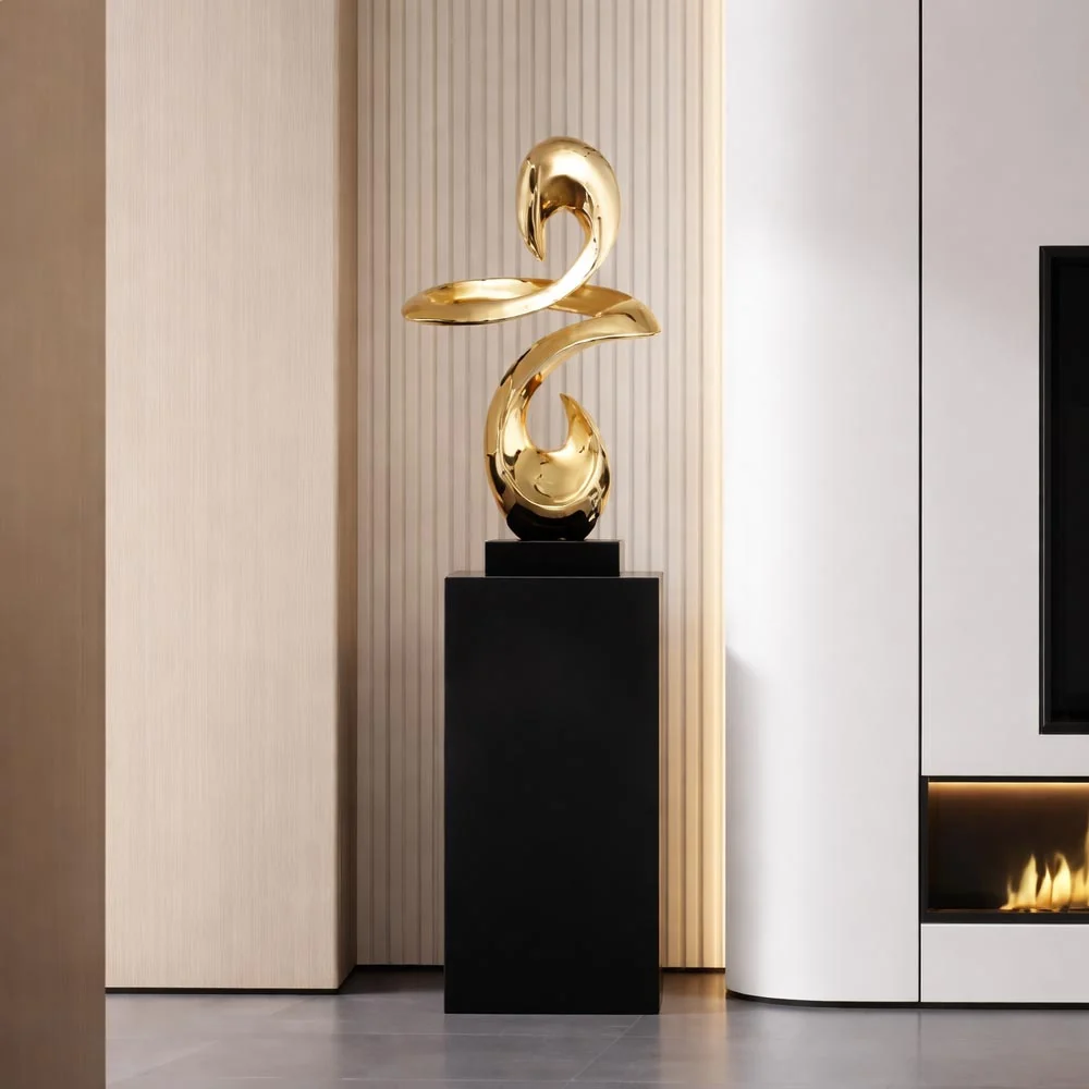 Statua astratta resina dorata – Scultura decorativa 49 cm