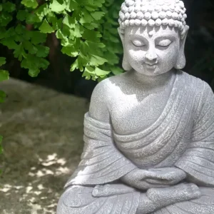 Statua di Buddha grigia per esterni 23 cm