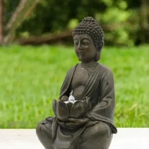 Statua di Buddha da interno/esterno con LED 21 cm