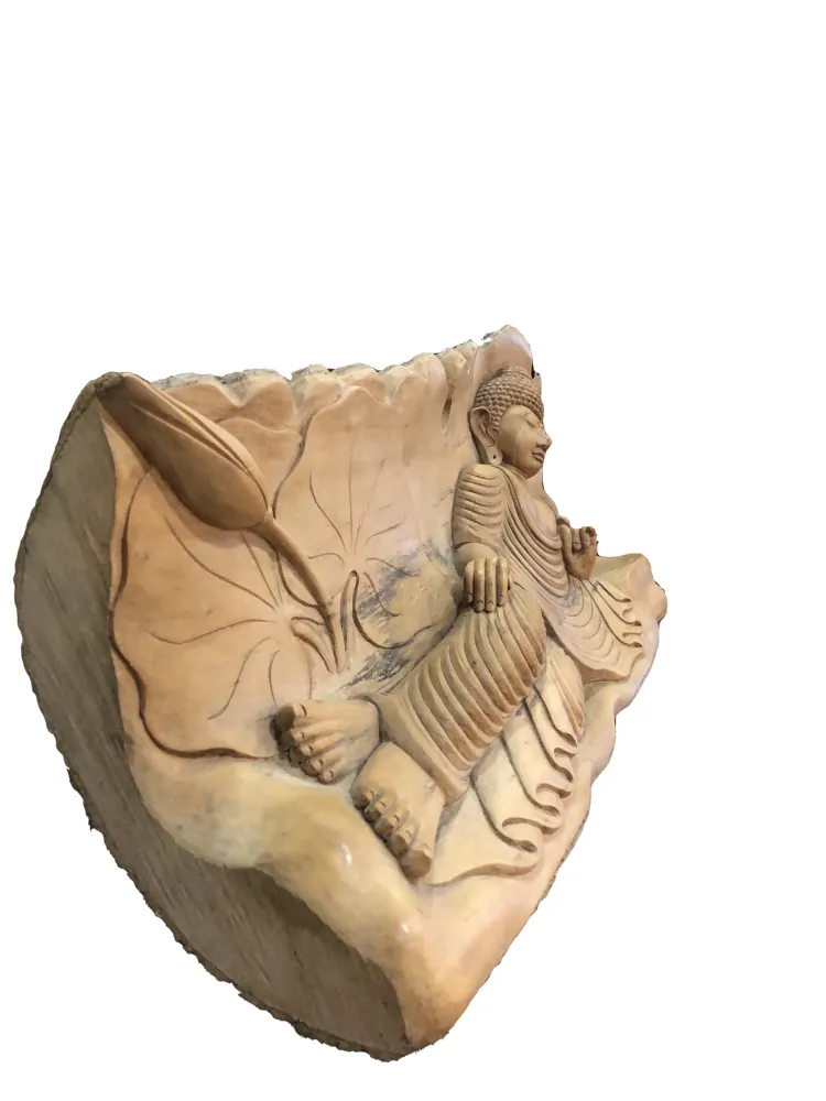Statua Buddha steso inciso legno di pino indonesiano