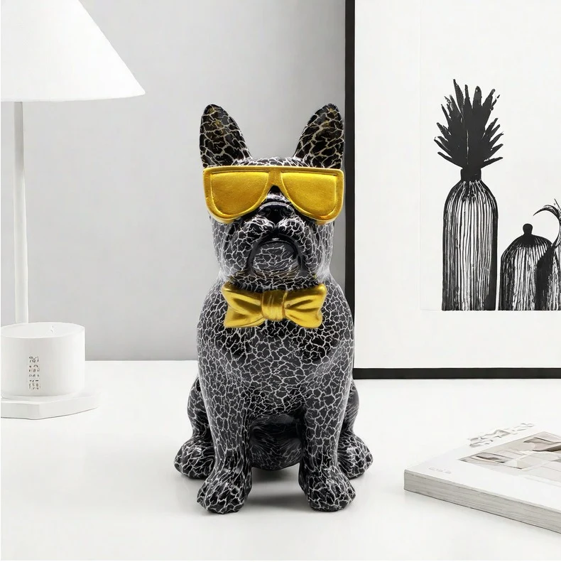 Statua Bulldog con castone moncromo 25 cm