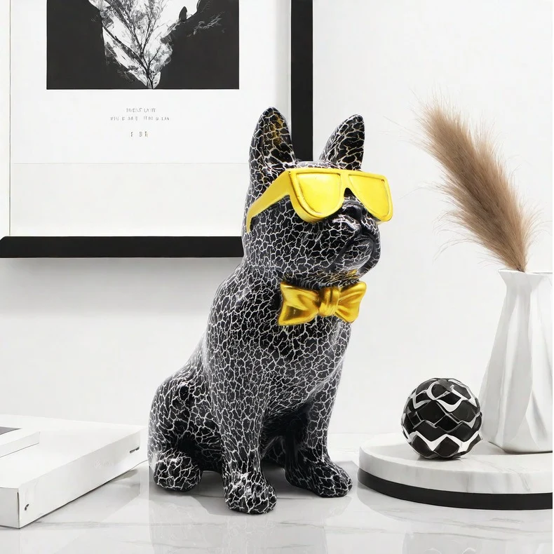 Statua Bulldog con castone moncromo 25 cm