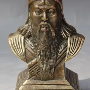 Statua busto Gengis Khan ottone 13 cm