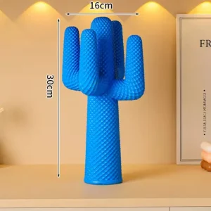 Statua di cactus di design blu resina 30 cm