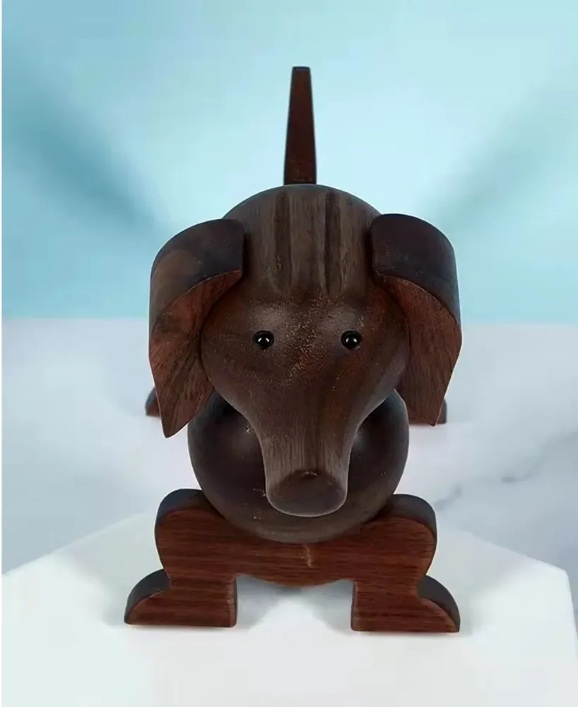 Statua di cane bassotto stile nordico legno 10 cm