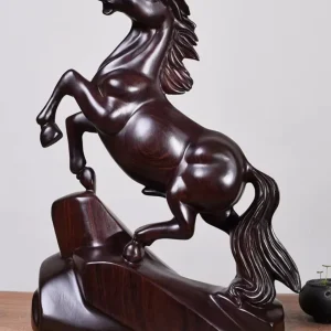 Statua cavallo legno massello 15 cm