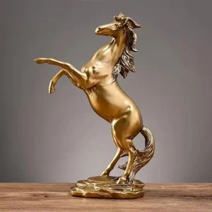 Statua di cavallo rampante dorato 29 cm