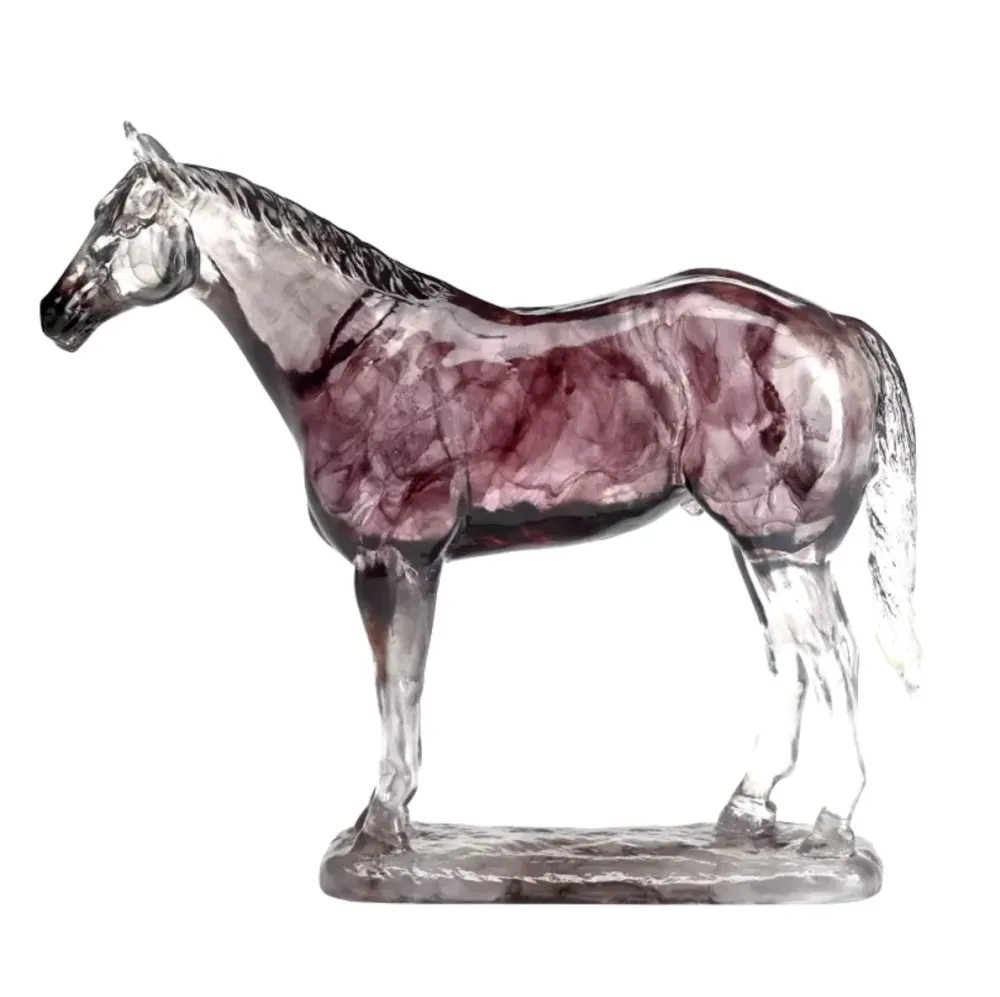Statua di cavallo resina trasparente 23 cm