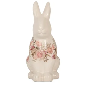 Statua Coniglio Beige e Rosa