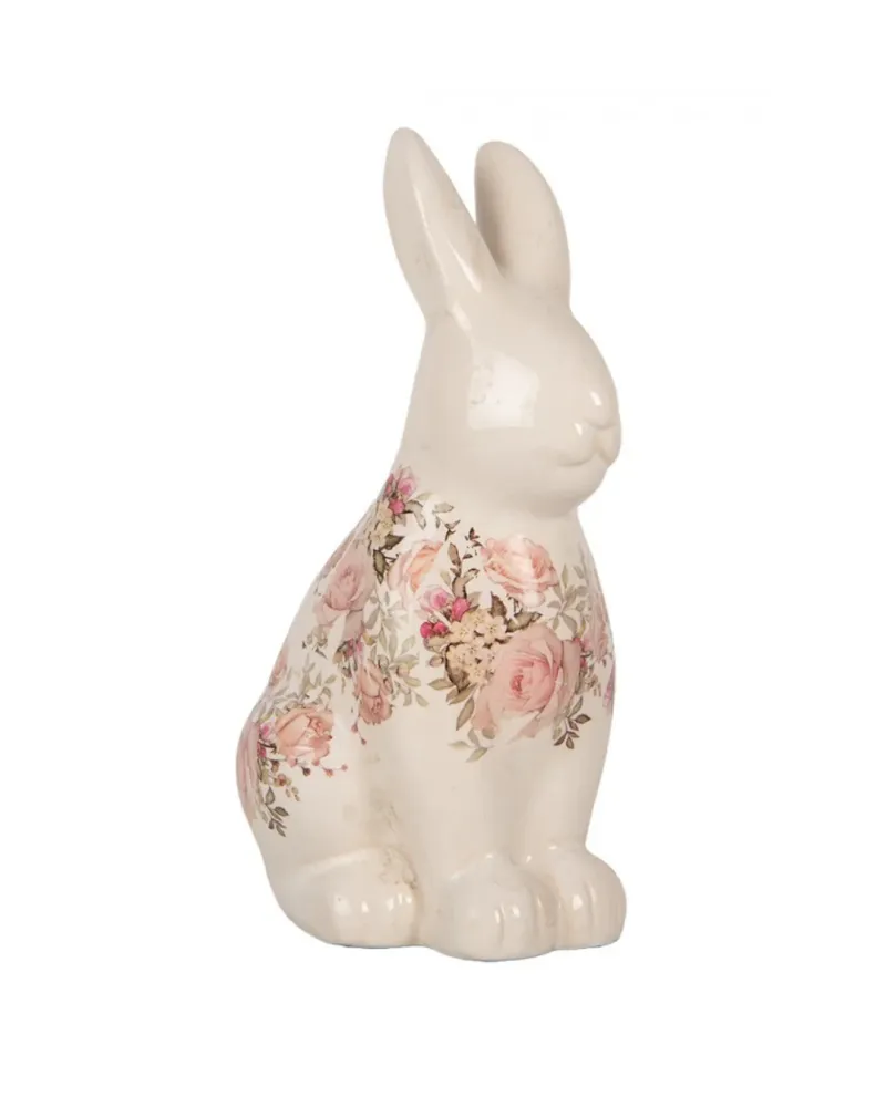 Statua Coniglio Beige e Rosa