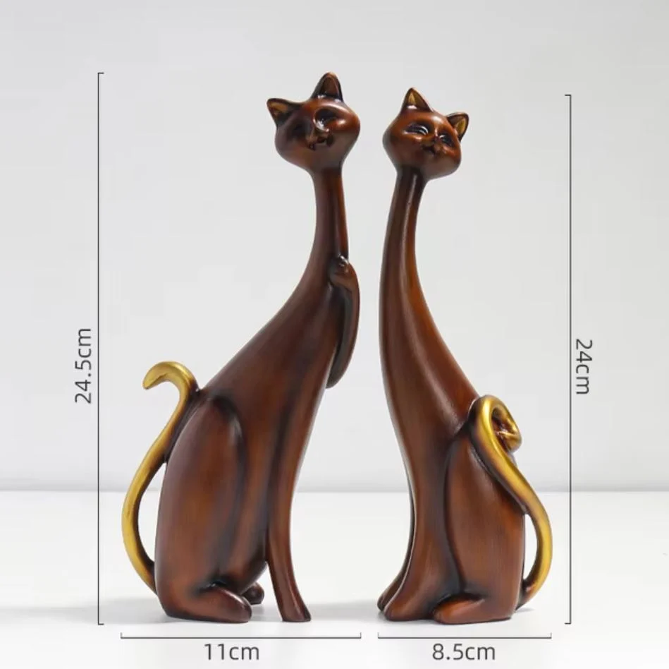 Statua coppia gatto legno 24 cm