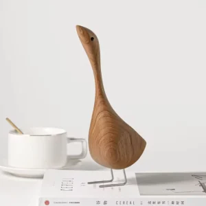 Statua dell'oca legno stile nordico 20 cm