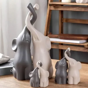 Statua duo di elefanti ceramica 15 cm