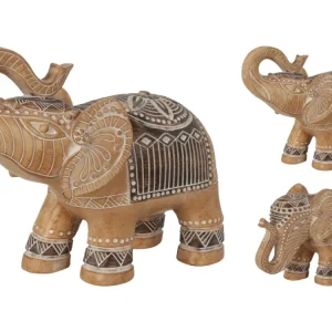 Statua Elefante Boho Polystone - Disponibile Due Varianti di Marrone - 29x12,5x19 cm