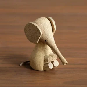 Statua di elefante legno stile scandinavo 12 cm