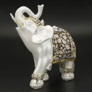 Statua elefante porcellana bianca 14 cm