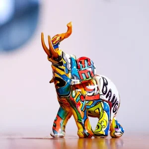 Statua elefante resina graffiti 17 cm