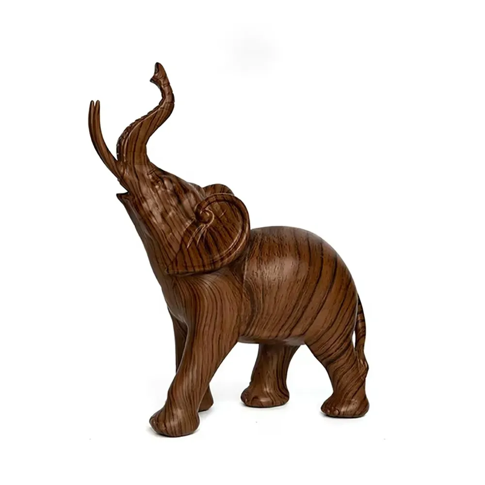 Statua elefante resina simil legno 18 cm