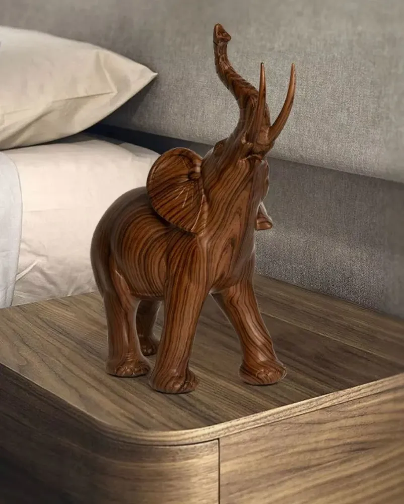 Statua elefante resina simil legno 18 cm