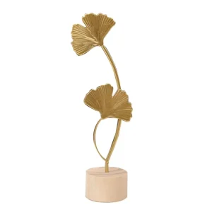 Statua Foglie Scandinave Metallo Dorato 20 cm