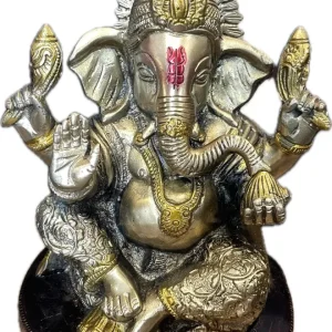 Statua Ganesh ottone e tilaka rosso