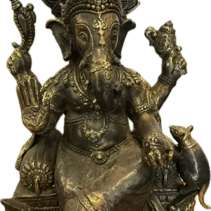 Statua Ganesh seduto con topo