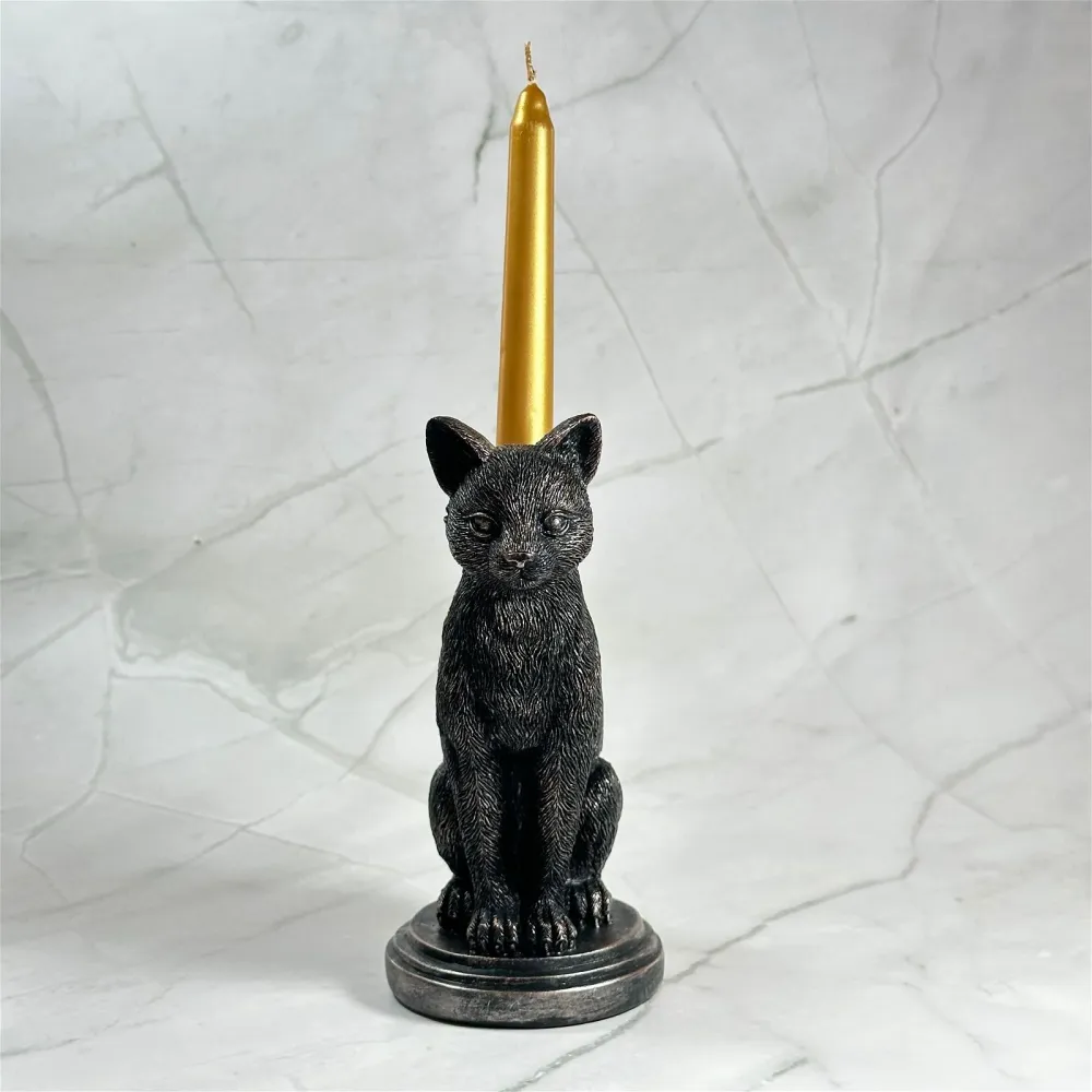 Statua di gatto/portacandele