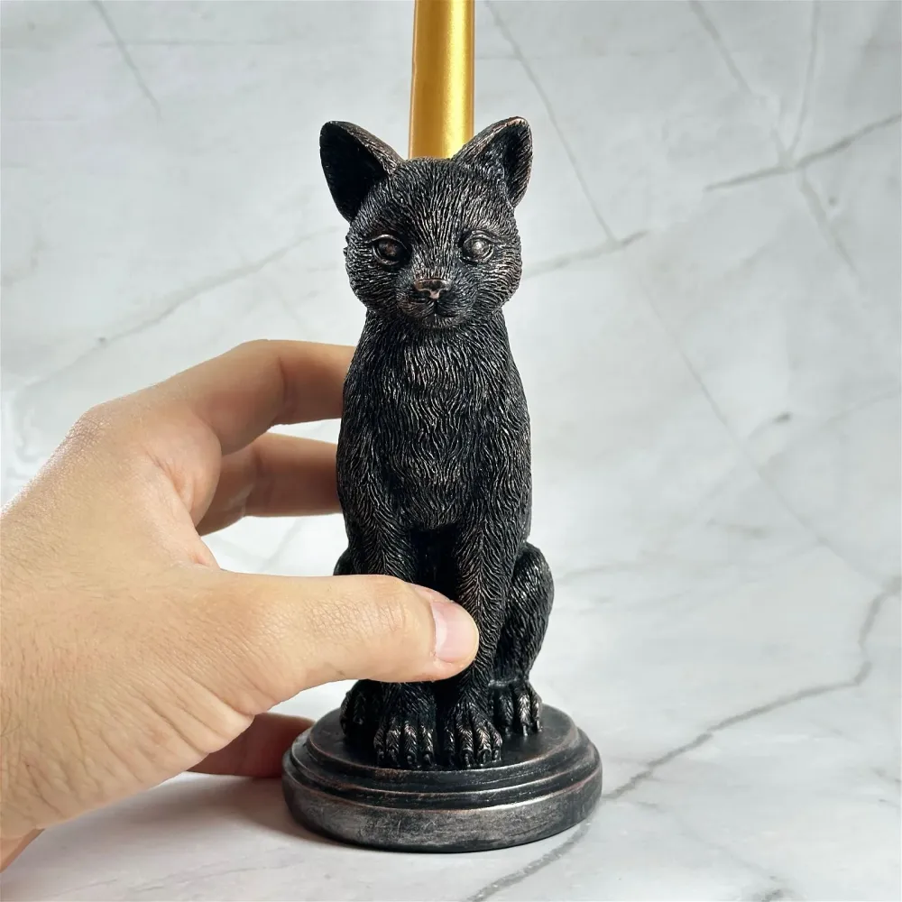 Statua di gatto/portacandele