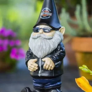 Statua di gnomo da giardino motociclista di 15 cm