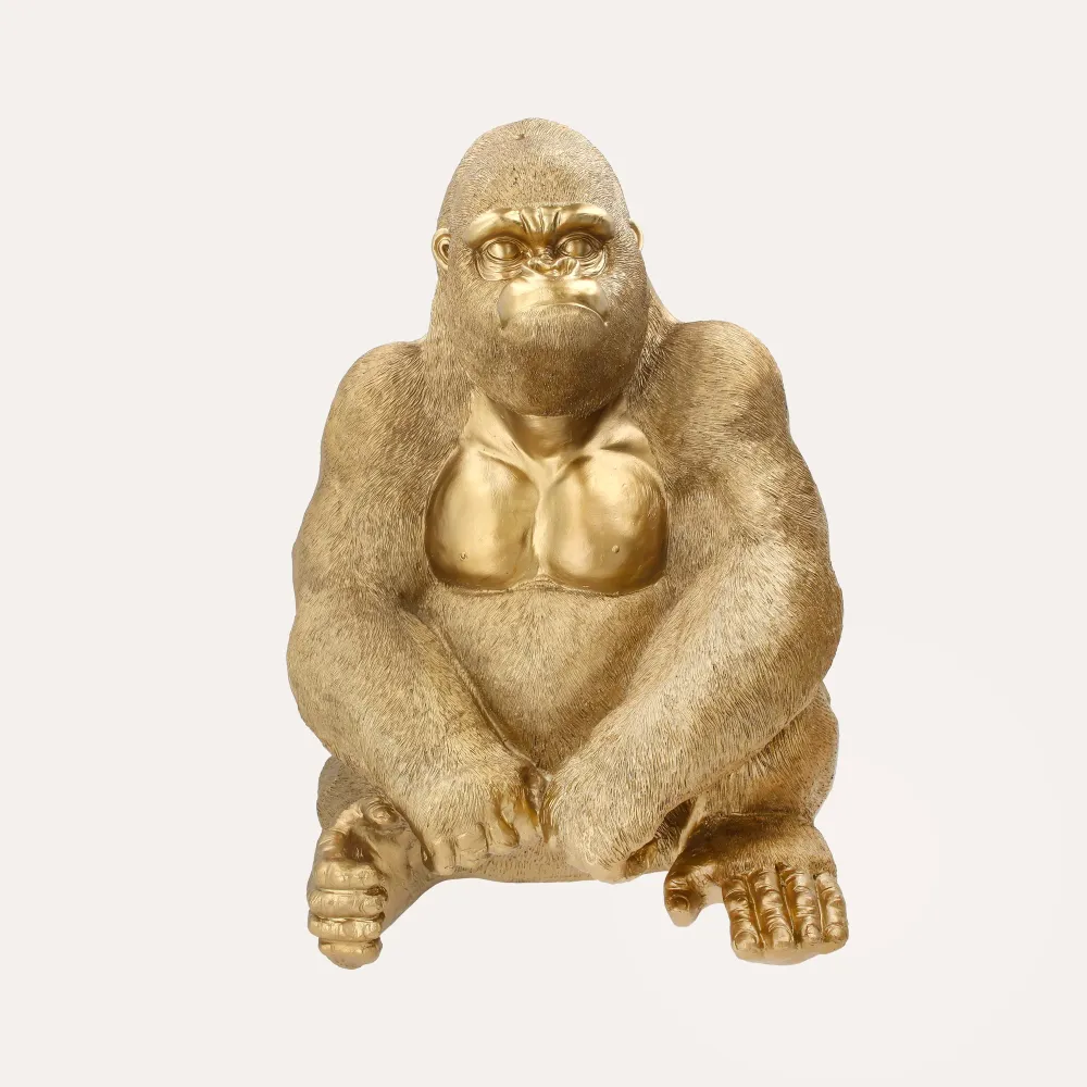Statua Gorilla Dorato Resina 45x40x58 cm