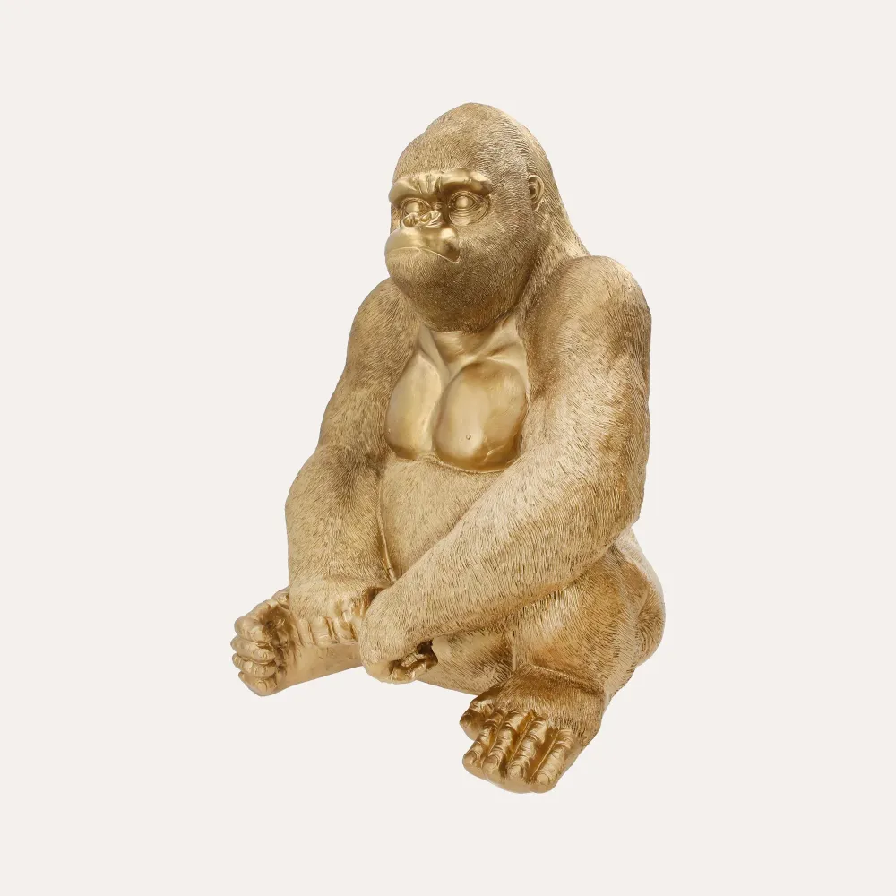 Statua Gorilla Dorato Resina 45x40x58 cm