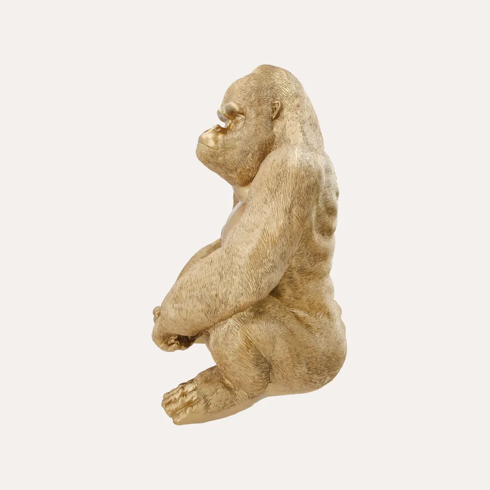 Statua Gorilla Dorato Resina 45x40x58 cm