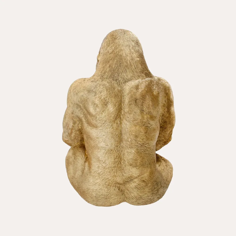Statua Gorilla Dorato Resina 45x40x58 cm