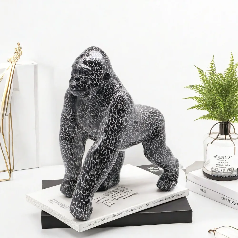 Statua gorilla resina monocromatica 26 cm