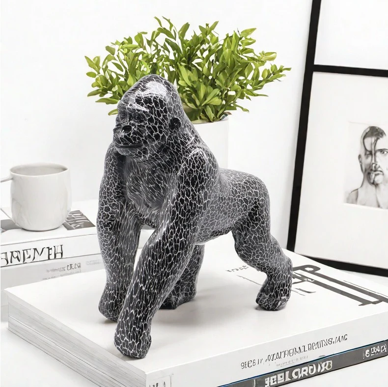 Statua gorilla resina monocromatica 26 cm