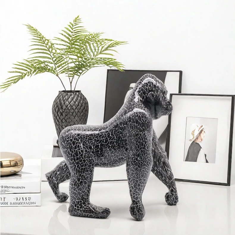 Statua gorilla resina monocromatica 26 cm
