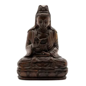 Statua di Guanyin, intaglio del legno, Cina, vintage