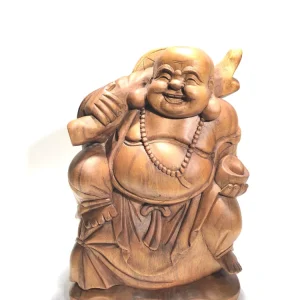 Statua Happy Buddha legno
